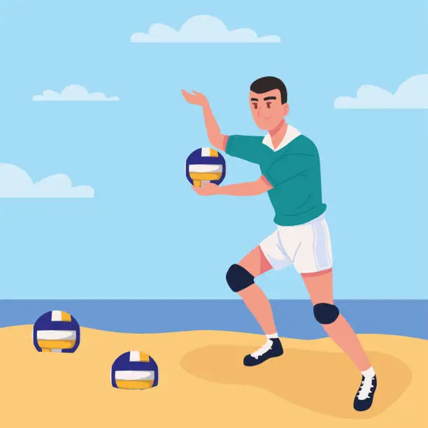Vector illustration of volleyball player with ball