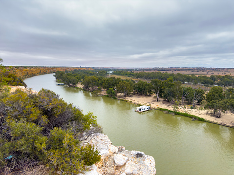 Overcast day at Big Bend on the Murray River, South Australia.