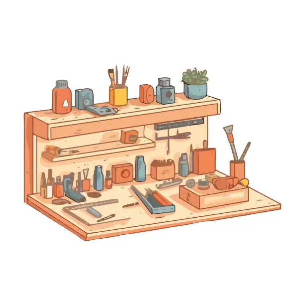 Vector illustration of A carpenters toolbox the symbol of craftsmanship