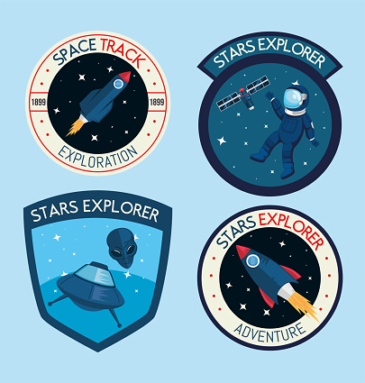space retro set four stickers