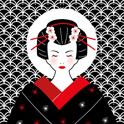 elegant geisha character, vector style