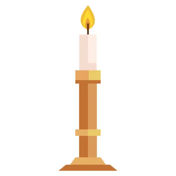Vector illustration of candle in chandelier