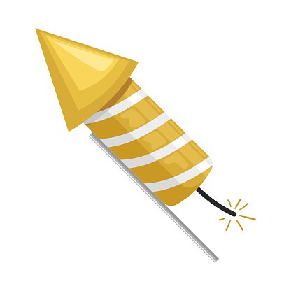 golden rocket firework celebration icon