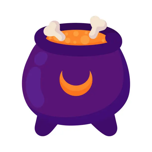 Vector illustration of halloween cauldron with bones