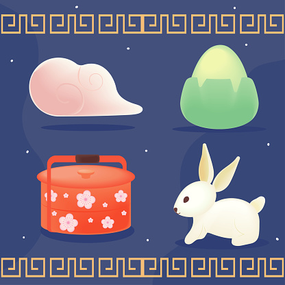 icons chinese moon festival design