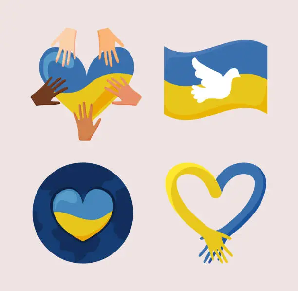 Vector illustration of set of Ukraine no war