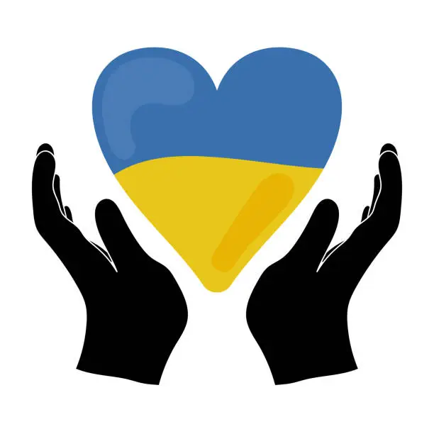 Vector illustration of hand with heart, Ukraine no war