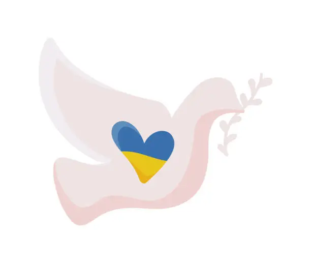 Vector illustration of dove Ukraine no war