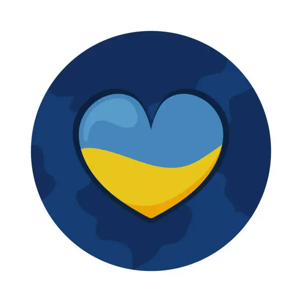 Vector illustration of Ukraine flag in heart