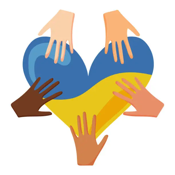 Vector illustration of Ukraine no war, together hands