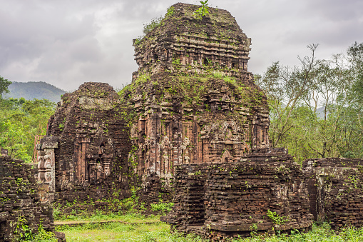 Ruins of old hindu temple at My Son, Vietnam. This sanctuary is a UNESCO World Heritage site in Vietnam. Travel and religion concept