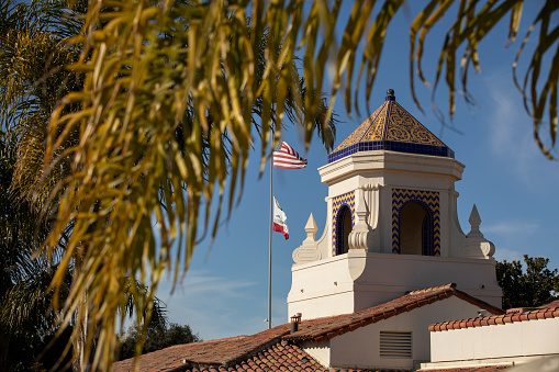 Autumn view of the historic downtown City Hall of downtown Santa Maria, California, USA.