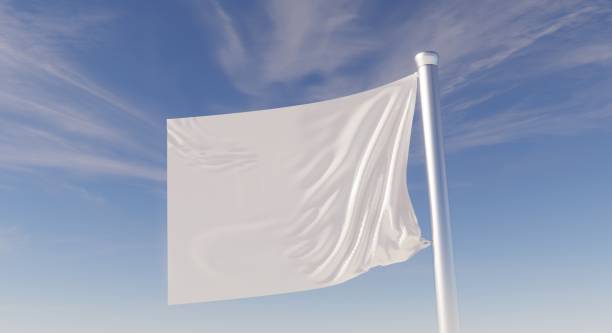 istock The white flag flutters against the sky 2079932220