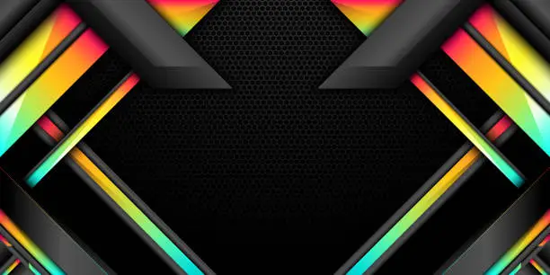 Vector illustration of Abstract Black and and Multicolored Theme Game Banner Background for Gamers and Streamers