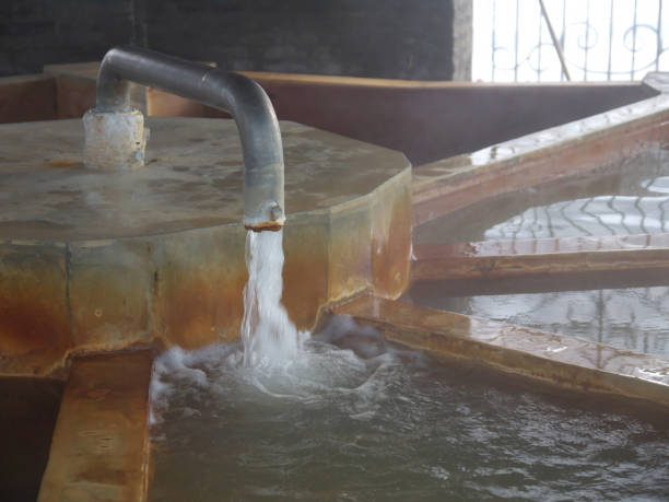 istock Japanese onsen hot spring bath with fountain 2079975035