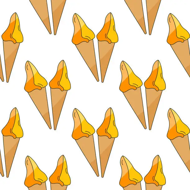 Vector illustration of Sweet colored ice cream in waffle cone