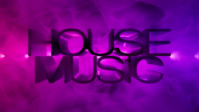 Modern Looping Smokey Stage Lights 3D Sign Saying HOUSE MUSIC