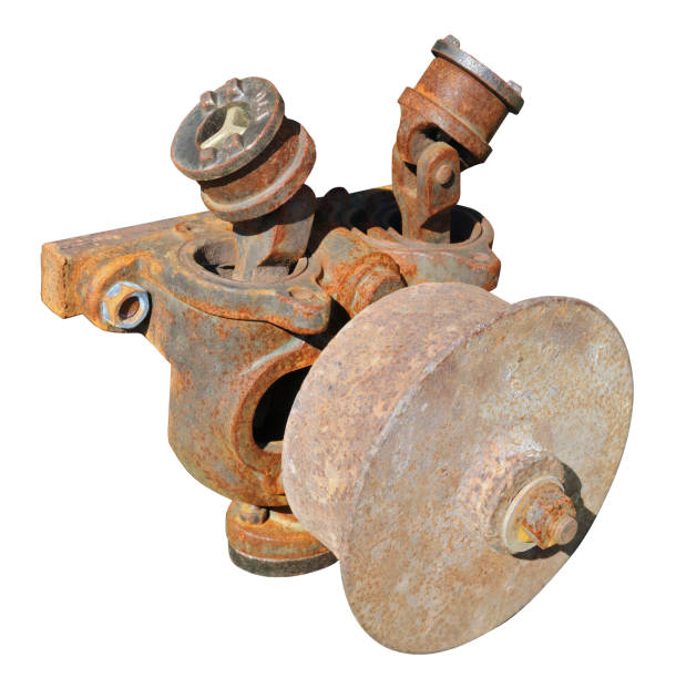 Vintage rusty iron mechanism. Isolated on white
