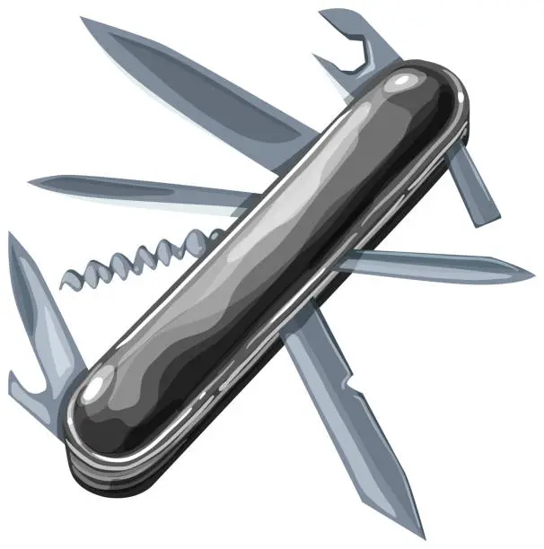 Vector illustration of Vector illustration of a multifunctional Swiss knife.