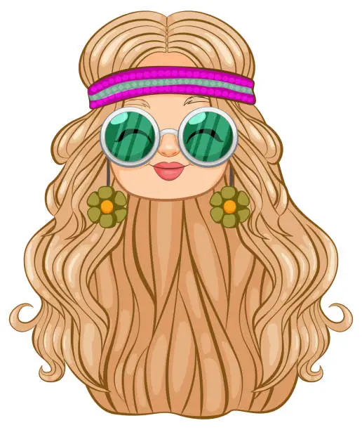 Vector illustration of Stylish woman with sunglasses and headband vector.