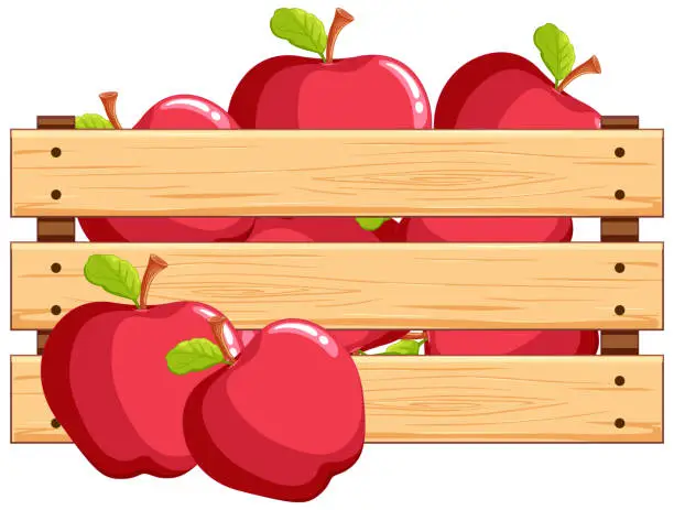 Vector illustration of Vector illustration of red apples in a crate