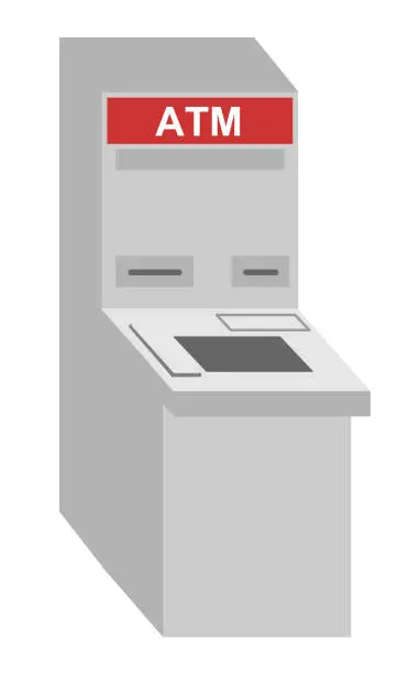 Vector illustration of A simple bank ATM(no main line). You can withdraw cash, deposit cash, and much more.