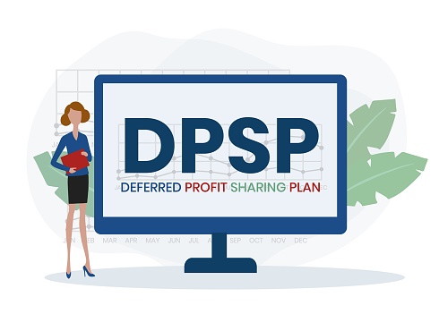 DPSP - Deferred Profit Sharing Plan acronym. business concept background. vector illustration concept with keywords and icons. lettering illustration with icons for web banner, flyer