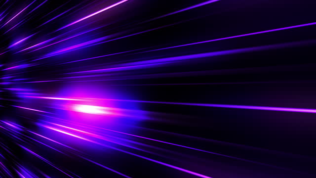 Abstract background of neon glowing blue and purple speed trails