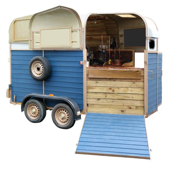istock Wooden kiosk on wheels isolated 2080063201