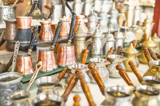 istock Coffee pots at a Turkish souvenir market 2080091633