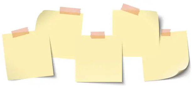 Vector illustration of sticky notes with colored adhesive tape