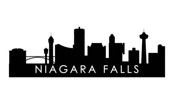 Vector illustration of Niagara Falls skyline silhouette. Black Niagara Falls city design isolated on white background.