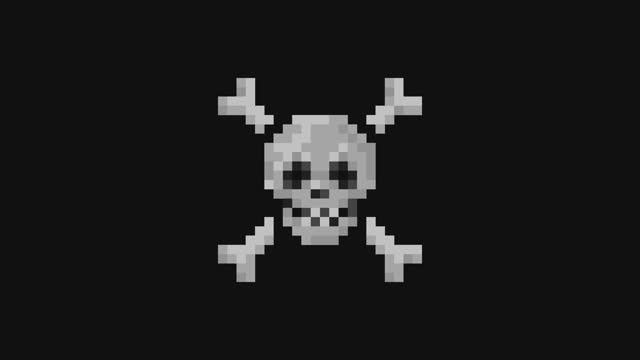 Pixel art skull laugh animation.