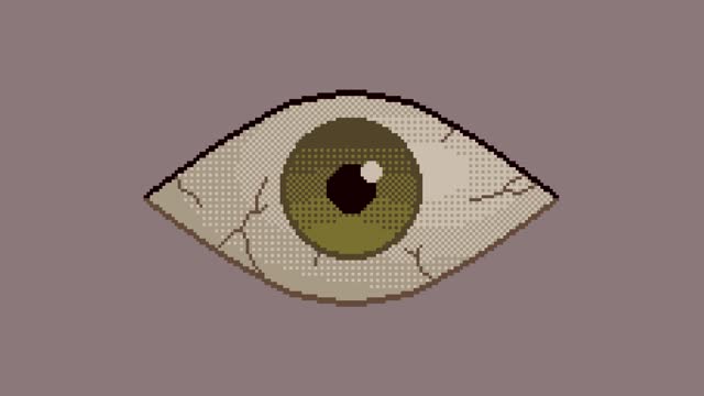 Animated pixel art blinking eye. Looping animation.
