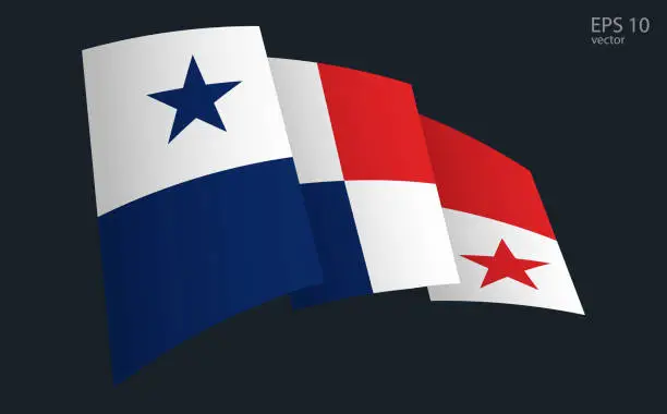 Vector illustration of Waving Vector flag of Panama. National flag waving symbol. Banner design element.