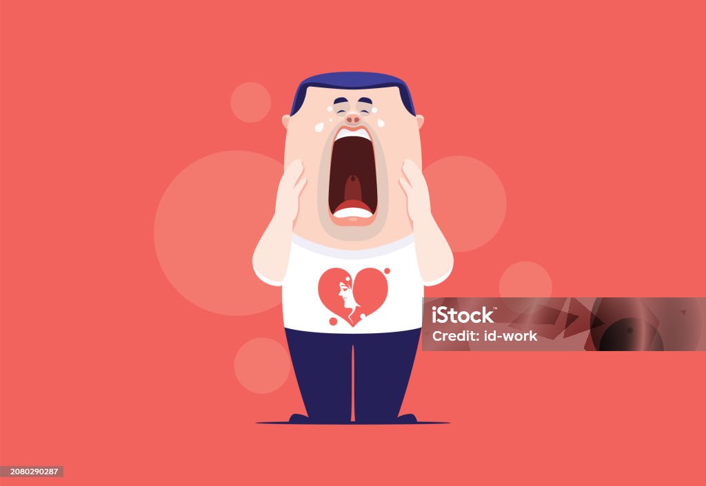 Men Crying Graphics Man Crying With Broken Heart On Tshirt Stock Illustration - Download ...