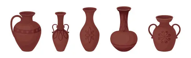 Vector illustration of Clay Kitchenware and Ceramic Vessel Vector Set