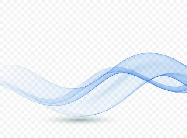 Vector illustration of Blue wavy transparent gradient speed lines, abstract wave. Minimalistic web header wave.