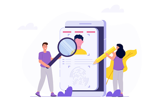 Know your customer or digital kyc, verifying the identity of its clients concept. Flat Vector illustrations set for banner, website, landing page, flyer.