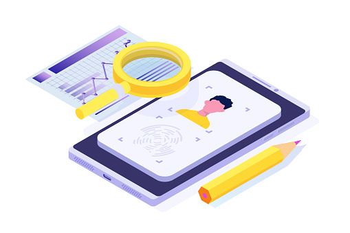 Know your customer or digital kyc, verifying the identity of its clients concept. Isometric Vector illustrations set for banner, website, landing page, flyer.