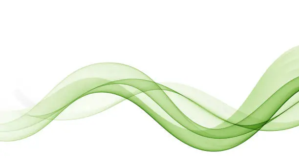 Vector illustration of Stream of abstract transparent green wave.