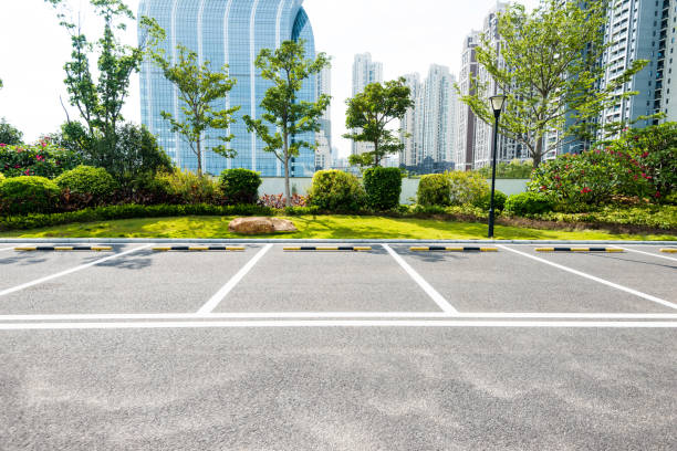istock Empty parking lot in city street 2080338835