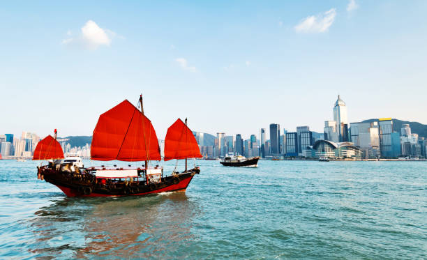 istock Junk boat crossing Hong Kong harbor 2080339912