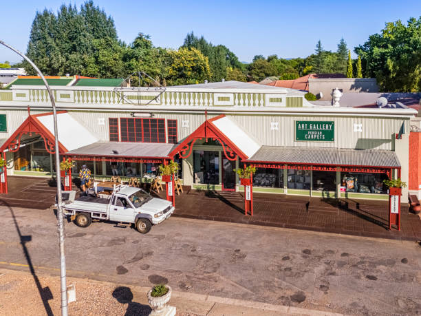 Parys, Free State, South Africa - March 9, 2024: Art gallery shop selling collectables and artifact crafts on the main road, a restored and decorated building.