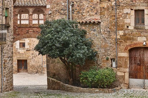 Picturesque catalonian medieval village of Pubol. Girona, Catalunya. Spain