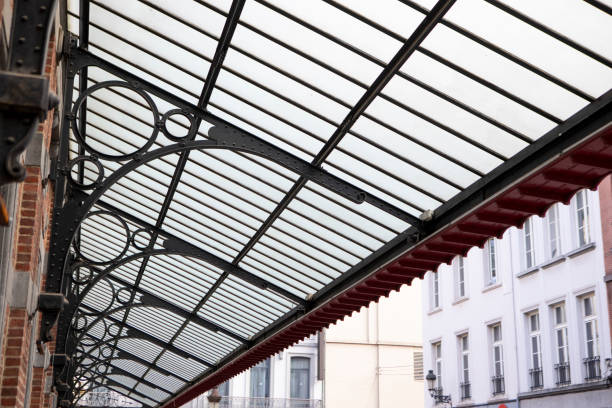 istock Metal canopy outside an old building in Brussels 2080404758