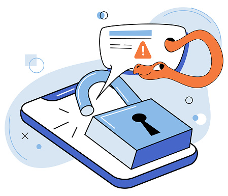 Malware spyware virus. Vector illustration. Effective protection software is essential for defending against malware and spyware The danger hackers and cyber crimes requires constant vigilance