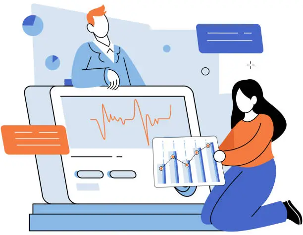 Vector illustration of Key metrics. Key metrics help evaluate efficiency marketing campaigns