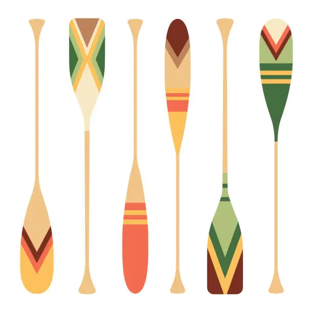 Vector illustration of Canoe oars, retro style illustration.