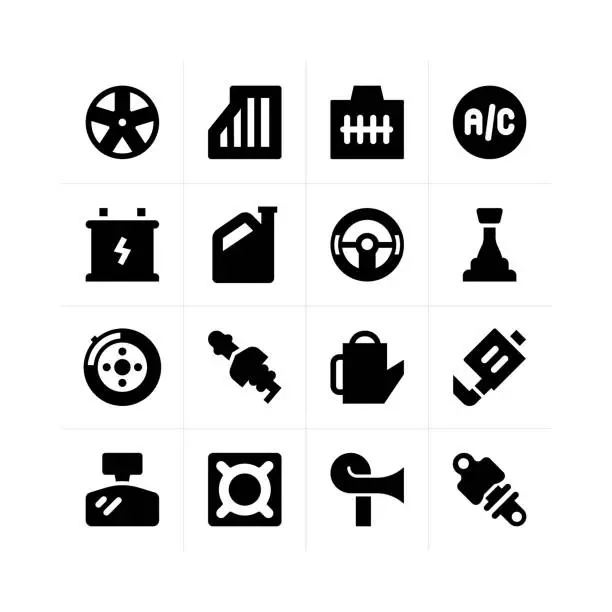 Vector illustration of Auto spare parts icons